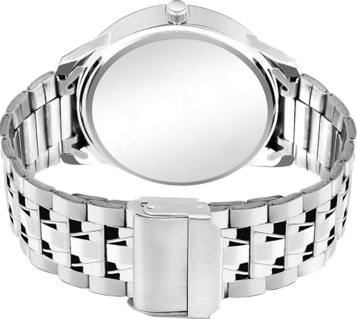Image of Men's Premium Analog Watch with Roman Number Markers and Stainless Steel Chain Strap