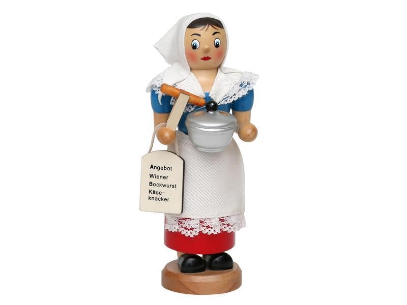 Räucherfrau, De Würschtle Fraa, ca. 19 cm, mit rauchenden...