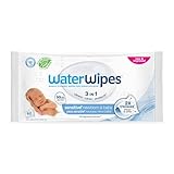 WaterWipes Sensitive+ Newborn & Baby Wipes, 3-In-1 Cleans, Cares, Protects, 99.9% Water, Unscented & Hypoallergenic, 60 Count