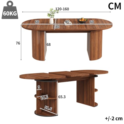 Table cuisine petit espace extensible 120-160cm avec rangement gain de place - 3