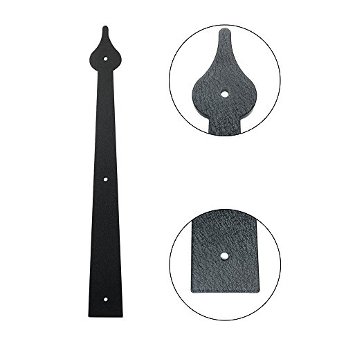 Lwzh Metal Gate Door House Hinge Handle Set, Decorative Garage Door Carriage Accents Door Hardware Black 2 Handles 4 Hinges, Screws Included #TOP4