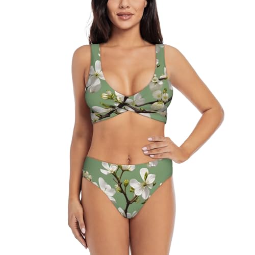 Maillot de bain 2 pièces effet gainant imprimé Dogwood Blossoms