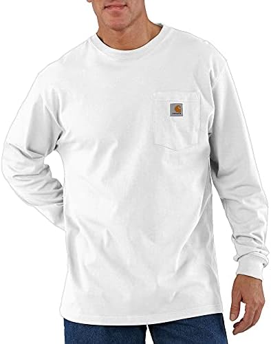 Carhartt Men's Loose Fit Heavyweight Long-Sleeve Pocket T-Shirt, White, TLL-L