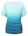 WT990 Womens Round Neck Short Sleeve Dip-Dye Dolman Top XXL Aqua
