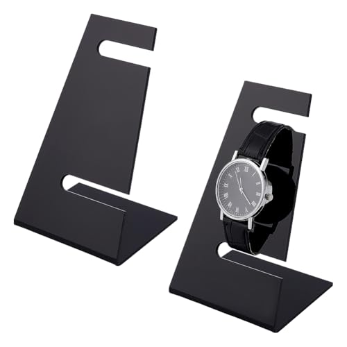 PH PandaHall 2pz Supporto per Orologio in Acrilico Nero Espositore per Orologio da Polso Organizzatore per Braccialetti Gioielli Uomo Marito Festa del Papà, 7.5x8.5x13.5cm