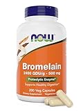 Now Bromelain 500 mg, 200 Veg Capsules - Natural Pineapple, Proteolytic Enzyme Supplement, 2400 GDU