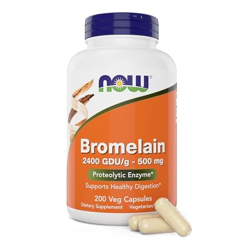 Now Bromelain 500 mg, 200 Veg Capsules - Natural Pineapple, Proteolytic Enzyme…