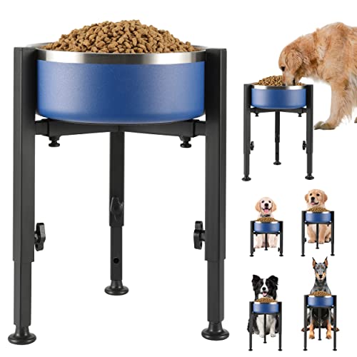 PROERR-Single-Dog-Bowl-StandTall-Dog-Food-Stand-Adjustable-Wide-7-11-Heights-145Metal-Elevated-Dog-Bowl-Holder-Raised-Water-Feeder-for-MediumLarge-DogBowl-Not-Included