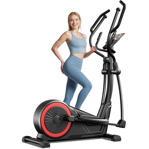 Image of Elliptical Exercise Machine with 15.5 inch Stride & Heart Rate Grips, Silent Magnetic Elliptical Trainer for Home with 16 Levels Resistance and LCD Monitor, 400 LBS Weight Capacity