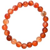Charged Natural Premium Carnelian Agate 8mm Stretchy Bracelet + Selenite Heart Charging Crystal Incl