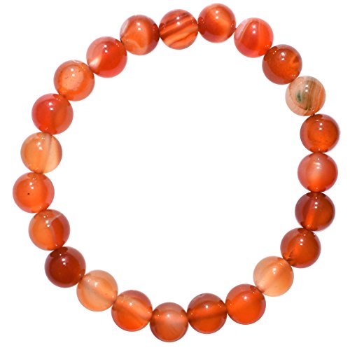 Charged Natural Premium Carnelian Agate 8Mm Stretchy Bracelet + Selenite Heart Charging Crystal Included #TOP4