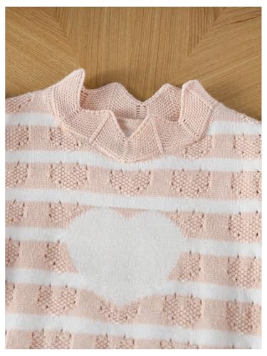 Image of Floerns Toddler Girl's Striped Print Knitwear Pullover Tank Ruffle Trim Sweater Vest
