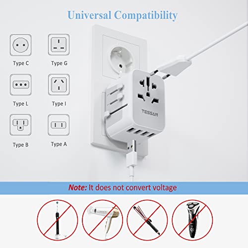 image for TESSAN Universal Power Adapter, International Plug Adapter with 4 USB 
