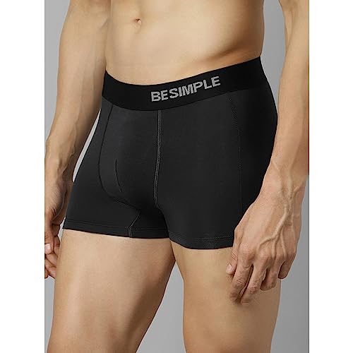 Image of BESIMPLE Men's Regular Fit Cotton Pack of 2 Without Printed Trunk | Anti-Bacterial and Microfibre Waistband | Underwear for Men Ultrasoft Waistband Stretchy Fabric