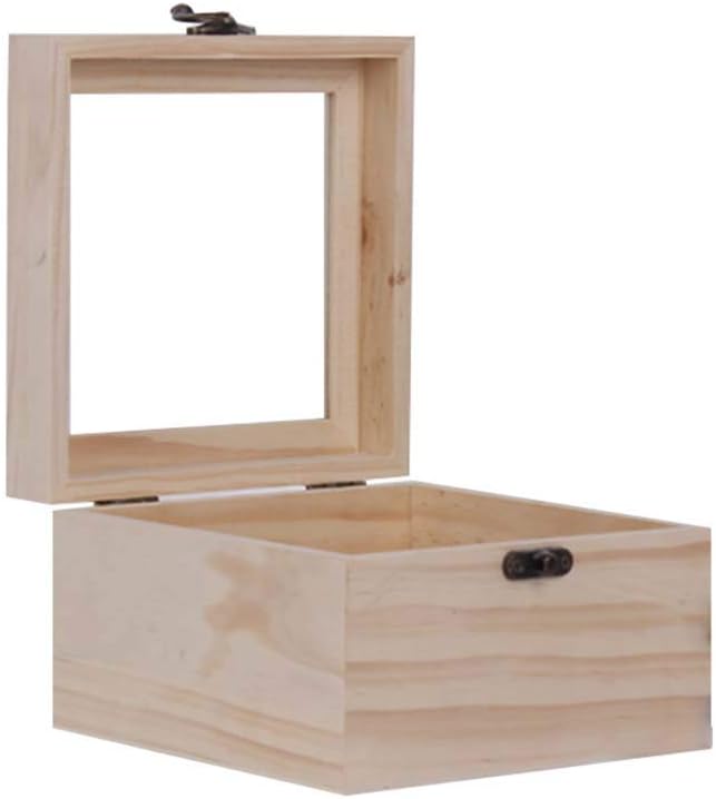 Christmas Unpainted Wooden Box DIY Treasure Storage Chest with Hinged Lid and Top