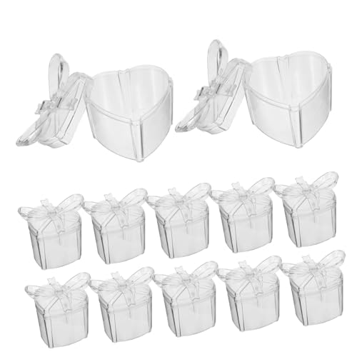 LALADEFIEE ハート型透明お菓子箱12個:チョコレートやビスケットのエレガントな収納ホルダー - 結婚式やバレンタインデーのラッピングボックス