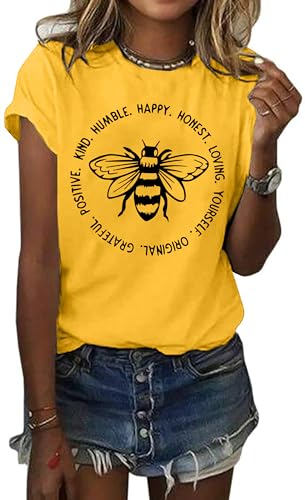 Bee Kind Women's T-Shirt: Cute Bee Graphic Shirt - Funny Inspirational Casual Tee2
