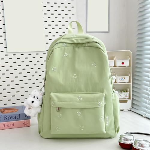 Bowknot Backpack Adjustable Strap Bookbags for Girl Women Travel (Green)4