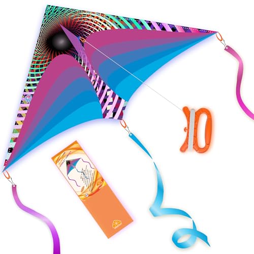 ORGCLDKT-Rainbow Cruiser Delta Kite, Kites for Kids Ages 8-12,4-8,Boys,Girls,Kites for Adults,Beach,Beginners,Giant.1Pc or 3Pcs Pack. Easy to Fly.