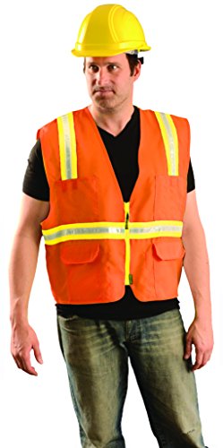 Image of OccuNomix LUX-XTRANS-O5X Classic Solid Two-Tone Surveyor Vest, Non-ANSI, 5X-Large, Orange (High Visibility)