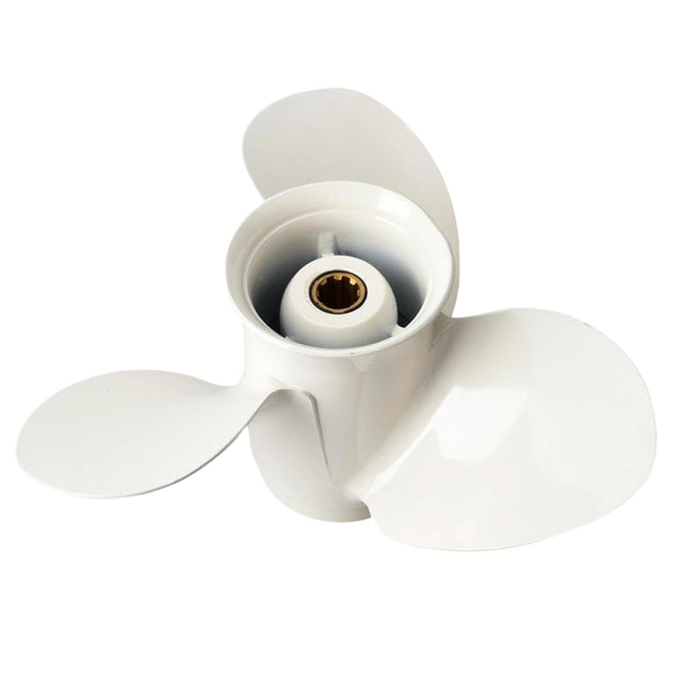 Hélice 63V-45945 9 1/4x9 compatible con motor fueraborda 9.9 F9.9 15HP F15C F15 F20 aluminio 8 dientes estriado derecha