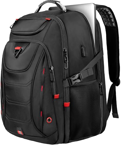 Z-MGKISS 55L Extra Large Travel Backpack, 18.4 Inch Laptop Backpack for Men, Water Resistant, TSA Flight Approved, Business Work Bag with USB Charging Port, Black