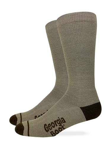 Georgia Boot Mens Ultra Dri Lightweight Seamless Toe Crew Socks 2 Pair Pack (US, Alpha, X-Large, Regular, Regular, Khaki)