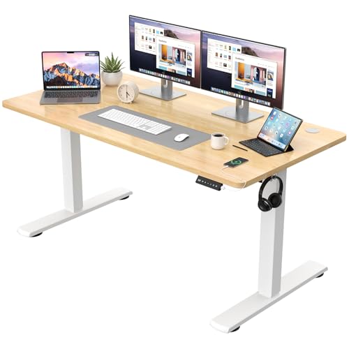 JUMMICO Höhenverstellbarer Schreibtisch KOMPLETTE TISCHPLATTE Elektrischer Schreibtisch Höhenverstellbar mit Memory-Funktion Steh-Sitz Tisch Computertisch 140 x 60 cm Beige JUMMICO Höhenverstellbarer Schreibtisch KOMPLETTE TISCHPLATTE Elektrischer Schreibtisch Höhenverstellbar mit Memory-Funktion Steh-Sitz Tisch Computertisch 140 x 60 cm Beige