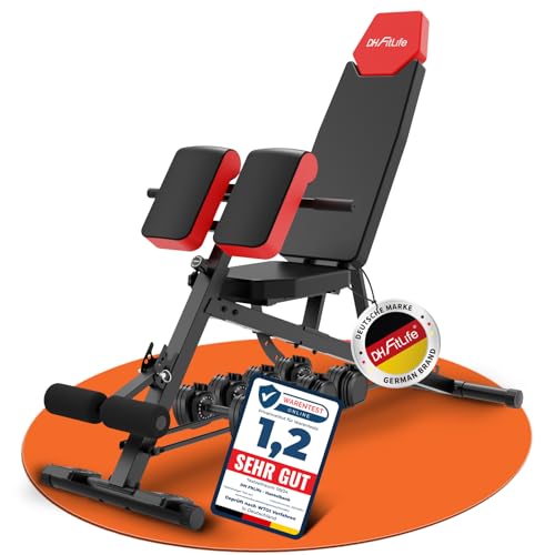 DH FitLife 2026 Premium 6-in-1 Hantelbank Verstellbar mit hyperextension Rückentrainer 350kg | Multifunktionale Trainingsbank für Zuhause & Home Gym | Schrägbank Curlbank für Bench Press (Pro)