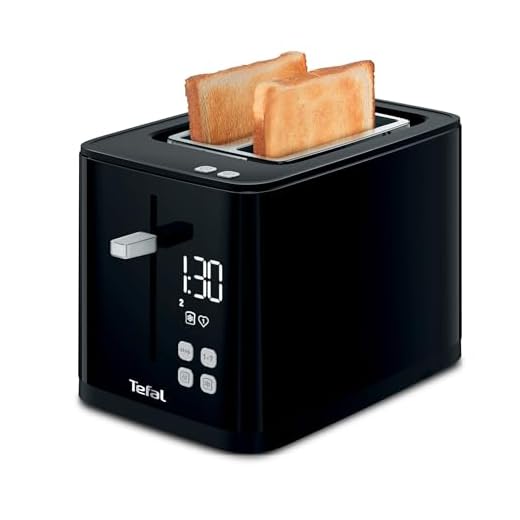 Tefal Grille-pain 2 fentes, 7 Niveaux de dorage, Fonction arrêt, Ecran digital, 2 Favoris personnalisables, Décompte du temps restant, Décongélation, Réchauffage, Smart'n Light, Noir, TT640810