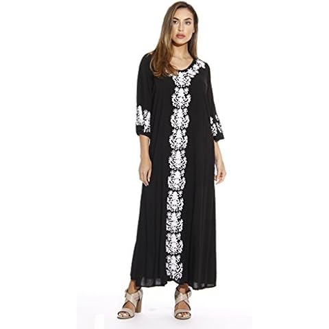 Riviera Sun 21737-BLK-3X Caftan/Caftans for Women Black/White Cover