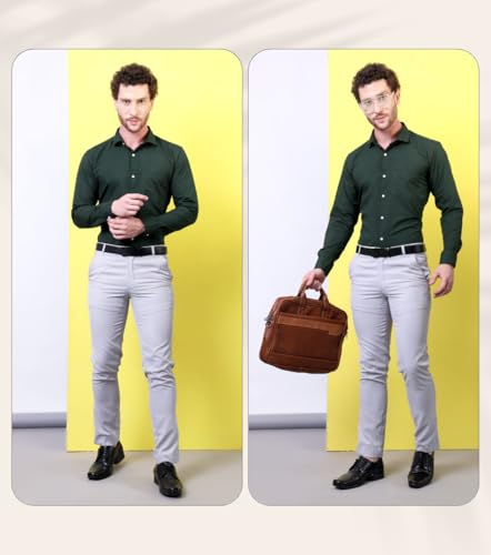 Image of CONTRARY Men's Pure Cotton Solid Stylish Casual & Formal Wear Shirt | Stylish Regular Fit Full Sleeve Comfortable Office Party Trendy Shirt - Multi Color