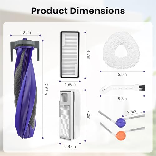 Image of 16 Pcs Replacement Accessories kit for Narwal Freo Pro Robot Vacuum Cleaner | 1 Main Roller Brush, 2 Dust Bags, 2 Hepa Filters, 4 Mop Pads, 6 Side Brush, 1 Clean Tool, Narwal Freo Pro accessories