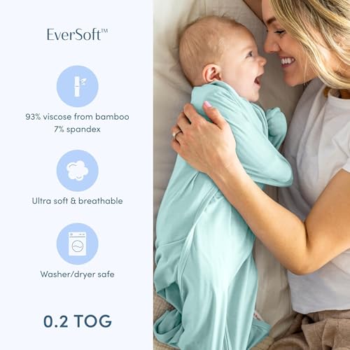 Image of SleepingBaby Bamboo Zipadee-Zip Transition Swaddle - EverSoft Starfish Design Breathable Wearable Blanket with Two-Way Zipper, Small (4-8 months), Sea Glass