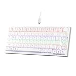 Newmen GM326 Mechanical Keyboard,Wired Gaming Keyboard,75% Percent TKL Hot Swappable Compact LED Backlit USB C Mechanical Gaming Keyboards with Knob for PC Windows Mac,QWERTY Layout,White,Red Switches