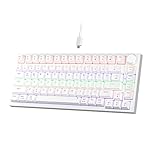 Newmen GM326 Mechanical Keyboard,Wired Gaming Keyboard,75% Percent TKL Hot Swappable Compact LED Backlit USB C Mechanical Gaming Keyboards with Knob for PC Windows Mac,QWERTY Layout,White,Red Switches