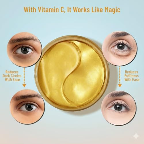 Image of Hydra Anti Wrinkle Eye Serum Patch| Treats Dark Circles, Fine Lines And Wrinkles | Enriched With Collagen And Aloe Vera Extract | Shade -Gold, 60 Pcs