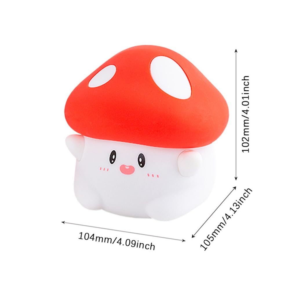 Lámpara de noche de hongo, funciona con pilas, carga USB, luz de mesa de silicona regulable con función de temporizador para niños