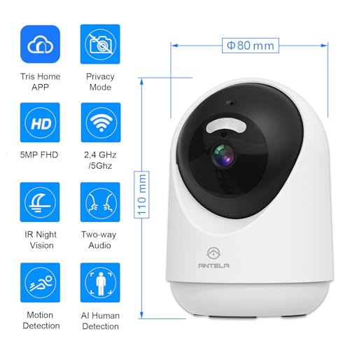 Caméra Surveillance WiFi Anti Angle Mort Objectif Connecté 5MP