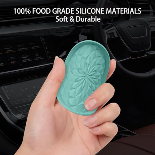 Image of ME.FAN Car Coasters for Cup Holders [4 Pack] - 2.75in Silicone Auto Mug Mats - Universal Non-Slip Recessed Car Interior Accessories Teal Blue