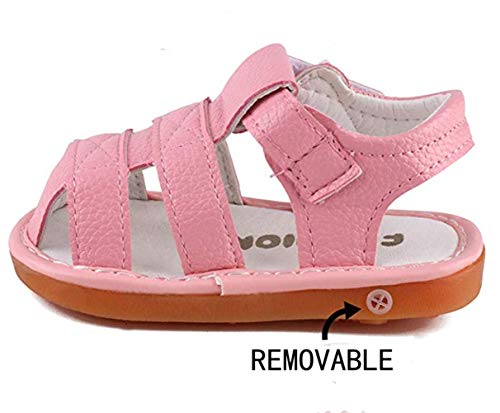 Image of WILLFUN Baby Boy Girl Summer Infant Squeaky Sandals Premium Rubber Sole Closed-Toe Non-Slip Shoes Toddler First Walkers