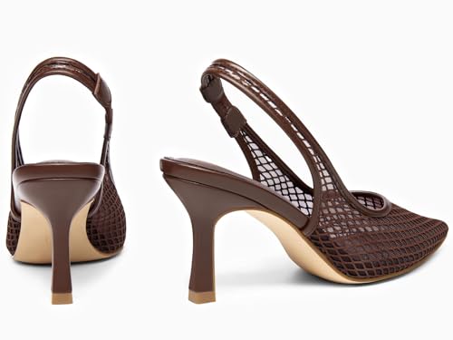 Image of Coutgo Womens Mesh Slingback Kitten Heels Pointed Toe Low Heel Pumps Sexy Dress Shoes