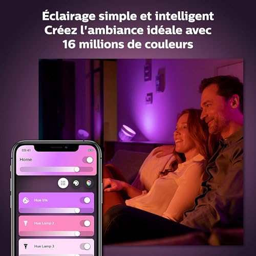Philips Hue Iris, White & Color Ambiance, Lampe à poser blanche, Lampe connectée Philips avec Bluetooth, compatible avec Alexa, Google Assistant et Apple Homekit
