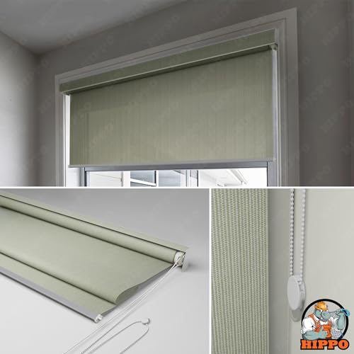 Image of HIPPO Outdoor HDPE Roller Blind Curtain - 95% Sun & UV Protection,reathable Airflow Design, Light Filtering Corded Roll-Up Shade for Balcony & Outdoor Spaces (Moon-Stone, 3FTX8FT)