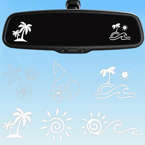 6 Pcs Beach Ocean Car Stickers, Tropical Palm Sun Sticker