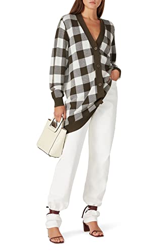 Image of Sita Murt Women's Oversized Checkered V-Neck Cardigan, Brown