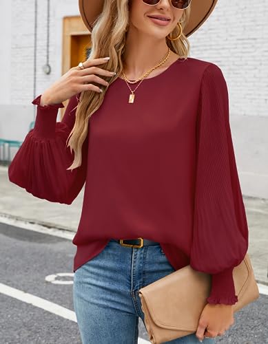Image of Aifer Womens Tops Dressy Casual Long Sleeve Shirts Chiffon Blouses