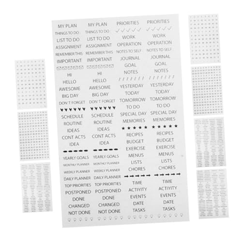 HOMSFOU 8個 ダイアリー プランナー ステッカー 付箋シール 計画シール 日付シール エステティックプランナーステッカー マンスリー プランナー ステッカー 家事チャート 塩ビ Black