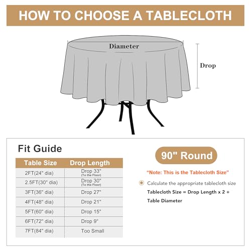 sancua 90 Inch Round Tablecloth Black, 8 Pack - Circle Polyester Fabric Table Cloth for Wedding Party Reception Banquet Birthday, Washable Formal Table Cover (Fit 30-72 Inch Tables) by sancua - Image 7
