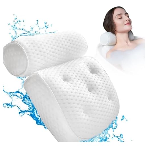 CAICFYIN Bathtub Pillow for Men and Women,Bath Pillows for Tub with 4D Waterproof Air Mesh Material Technology and 7 Non Slip Suction Cups,Bath Pillows for Tub Neck and Back Support
